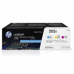 HP 202X Cyan, Magenta, Yellow High-Yield Toner Cartridge Printers (3-Pack)